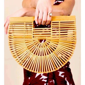 Bamboo Curved Top Handle Purse